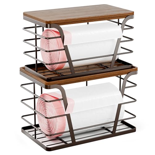 TIDIIABODE 2 Pack Stackable Kitchen Organization,Counter Organizers and Pantry Organization for Home and Kitchen,Trash Bag Organizer Under Sink,Brown - color: 2-Pack-L&S-Brown