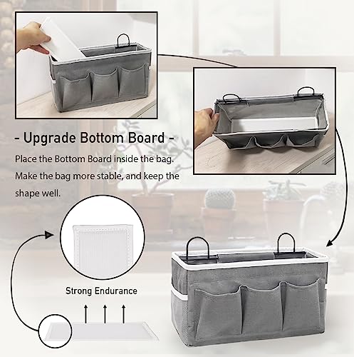 Kanrichu Wall Hanging Organizer Bag, 2-Pack Linen Storage Baskets with Pockets, WallHanging Storage Basket for Bedroom, Kitchen, Office, RV Camper (Gray) - color: Gray_2pcs