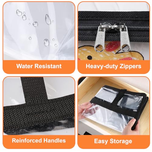 SpaceTrove Clear Clothes Storage Bags, 6 Pack Closet Organizers and Under Bed Storage Containers, Foldable Moving Bags with Zippers for Comforter, Blanket, Bedding, Duvet, PVC Packing Bags 60L - size: 60L