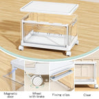 Kmiectse Clear Storage Bins with Lids - 4 Tier Plastic Bins with Wheels, Stackable Storage Bin, Closet Organizers Box for Bedroom, Living Room, 23 QT Folding Box with Magnetic door - size: 23QT-4Pack&1Lid