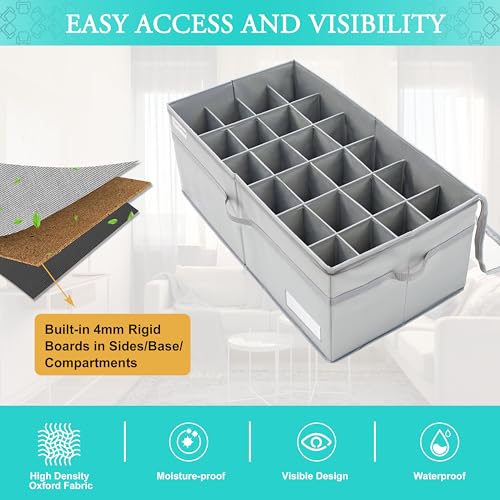LUVHOMEE Shoe Organizer for Closet, Fits 24 Pairs, Large Shoe Box Storage Containers, Clear Foldable Shoe Storage Bins w/Bottom Support, Space Saving Closet Shoes Holder w/Reinforced Handles, Gray - color: Grey, size: 31"L x 16½"W x 13"H