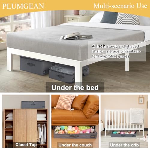 4-Inch Under Bed Storage Containers (3-Pack) | Sturdy Sidewalls | Clear Cover & Label Holder | Underbed Organizer for Crib/Couch | Stores Clothing/Blankets/Wrapping Paper/Toys - size: 4-Inch Height