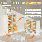 6-Tier Portable Shoe Rack Organizer for Closet, 24 Pairs Shoe Container Bins, Clear Plastic Collapsible Shoes Storage Box, Stackable Sneaker Storage Shoe Cabinet with Door - size: 6 Tiers - 24 Pairs
