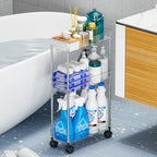 Yieach Clear 3 Tier Slim Rolling Storage Cart with Wheels,6.3″W Thin Shelf,Bathroom Storage Cabinet,Skinny Laundry Cart,Narrow Laundry Room Cart Between Washer and Dryer,Skinny Shelves for Small Space - style: 3 Tier