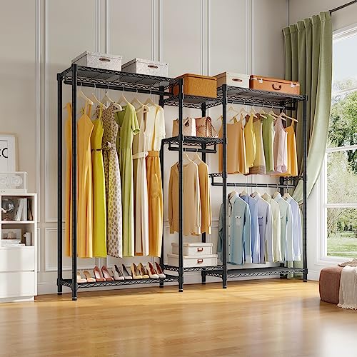 VIPEK Classic V6 Plus Wire Garment Rack Heavy Duty Clothing Rack for Hanging Clothes, Metal Freestanding Closet Wardrobe Rack Portable Clothes Rack, 84.7" L x 15.7" W x 76.4" H, Load 1120lbs, Black - color: Black, size: Classic V6 Plus Large