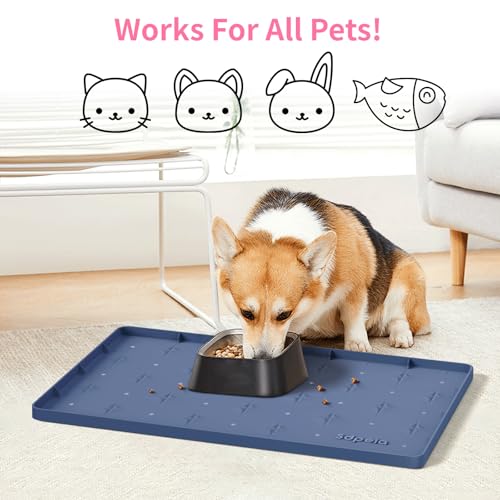 Sdpeia Under Sink Mat 22"×14" Waterproof Silicone Cabinet Liner & Sink Protector for Kitchen & Bathroom, Multi-Purpose Organizers Tray for Pets, Laundry, Cat Litter Mat - color: Abyssal Blue, size: 14"W x 22"L