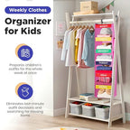 Handy Laundry Hanging Clothes Organizer for Kids - 6-Shelf Closet Daily Clothing Organization Labeled Shelves with Days of The Week Monday Through Friday, Weekday and Weekend (Pink) - color: Pink