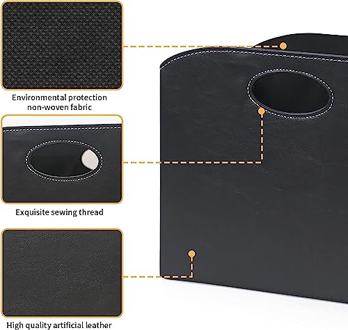 EZDeco Magazine Holder Foldable Magazine Rack Floor PU Leather File Holder Newspaper Book Storage Magazine Basket Document File Folder Organizer for Office Home (Black-2) - color: Black-2
