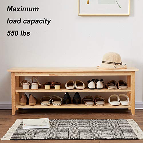 XKZG Storage Bench Wooden Shoe Rack Bench Simple Style Wood Entryway Bench (Natural,47.2") - color: Natural, size: 47.2"W x 11.8"D x 16.5"H