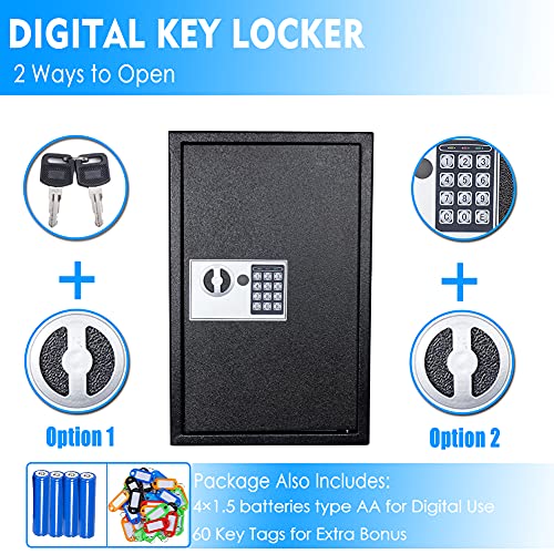 UMEKEN Key Box Wall Mount 200 Position Valet Digital Key Cabinet Lock Box with Code, Electronic Vehicle Key Holder Lockbox with Key Tags, Car Key Organizer Locker Box, Black - style: 200 KEY