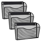 Gawerk 3 Pack Wall File Organizer, Mesh Wall File Pocket Mail Organizer Hanging Metal Vertical Wall Mounted File Holder for Office/Home - size: 3 Pack Wall Mounted