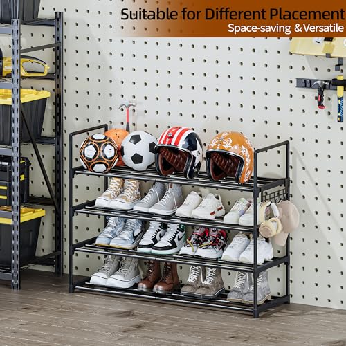 Shoe Rack - 4-Tier Shoe Organizer with Adjustable Shelf Height, Sturdy Shoe Storage Shelf, Perfect for Front Door Entrance, Closet & Entryway, Easy to Assemble, DIY Layering Options (M - 4 Tier) - size: 4 Tiers