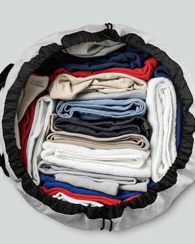 Laundry Bag with Shoulder Straps and Mesh Pocket Laundry Backpack Large Portable Laundry Hamper for College Laundromat Apartment - color: White & Black