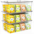 Utopia Home - Tea Bag Organizer With Lids, Clear Pantry Storage Box - (3 Pack) Stackable Partition Organizers or Holder With Lids For Drawers, Countertops, Fridge, Kitchen, Snack & Spice Organization - size: Pack of 3
