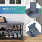 SMIBUY Bamboo Shoe Rack Bench, 3-Tier Shoe Organizer Storage Shelf for Entryway Hallway Bathroom Living Room (Grey) - color: Grey