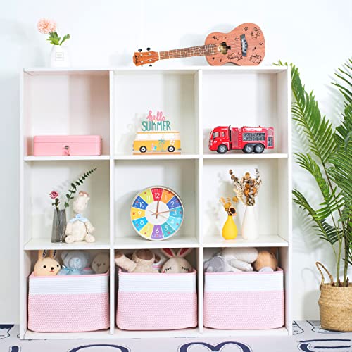 MINTWOOD Design 3-Pack Storage Baskets for Shelves, Decorative Baskets for Organizing, Woven Baskets for Storage, Book Basket, Cube Organizer, Cube Storage Bin Box, Closet Organizers, Light Pink - color: Light Pink