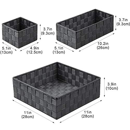 Posprica Woven Storage Baskets for Organizing, Small Baskets Cube Bin Container Tote Organizer Divider for Drawer, Closet, Shelf, Dresser, Set of 4(Dark Grey) - color: Grey