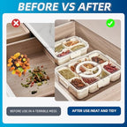 Pure Future Air-Tight Snackle Box Container –Divided Serving Tray with Lid & Handle–Clear Snack box for Fruits, Candy & Nuts–Portable for Travel & Daily Use (8 Inside Containers Dishwasher Safe)