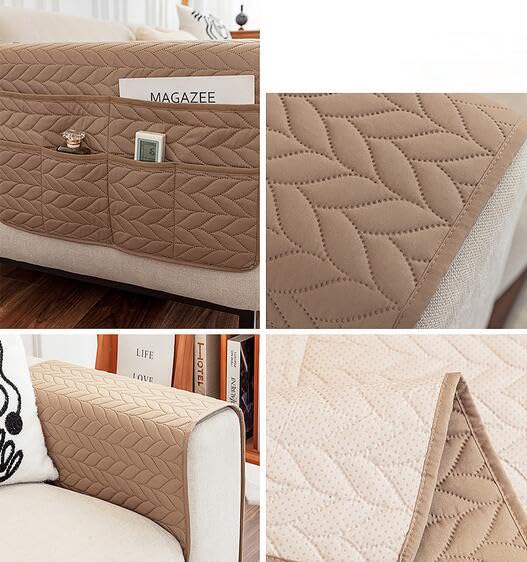 Sofa Armrest Organizer Armchair Caddy for Sofa Couch Remote Control Bedside Storage Organizer Non-Slip Arm Chair Recliner Caddy for TV Remote Control Book Magazines Phone Ipad - color: Light Coffee