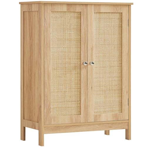 Iwell Storage Cabinet, Rattan Cabinet with Adjustable Shelf, for Living Room, Entryway, Kitchen, Home Office, Nature - color: Natural