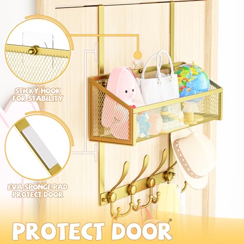 Kaiferty Over The Door Hooks Organizer, Coat Rack Over The Door Storage Hanger Towel Rack, Back of Door Storage Organizer for Bathroom,Bedroom,Kitchen,Office (Gold, 2-Tier) - color: Gold, size: 2-Tier