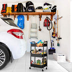 CAXXA 3-Tier Rolling Metal Storage Organizer - Mobile Utility Cart, Kitchen Cart with Caster Wheels (Black) - color: Black