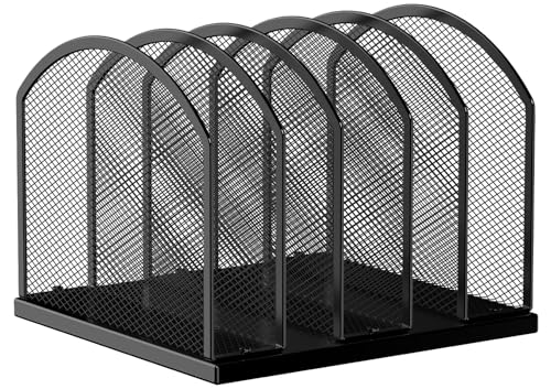 Gawerk 5-Section Vertical Desktop Organizer, 5-Section Mesh File Folder Stand Sorter for Office Home Classroom Organization (1, Black) - color: Black