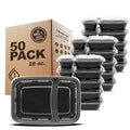 Freshware Meal Prep Containers [50 Count ] 2 Compartment with Lids, Food Storage Containers, Bento Box, BPA Free, Stackable, Microwave/Dishwasher/Freezer Safe (28 oz) - size: 2-COMP-50PK