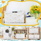 Kathfly Daisy Storage Baskets Plush Faux Fur Jacquard Design Laundry Basket with Handles Waterproof Flower Storage Bins Fabric Shelf Baskets for Organizing Closet Clothes - style: Daisy