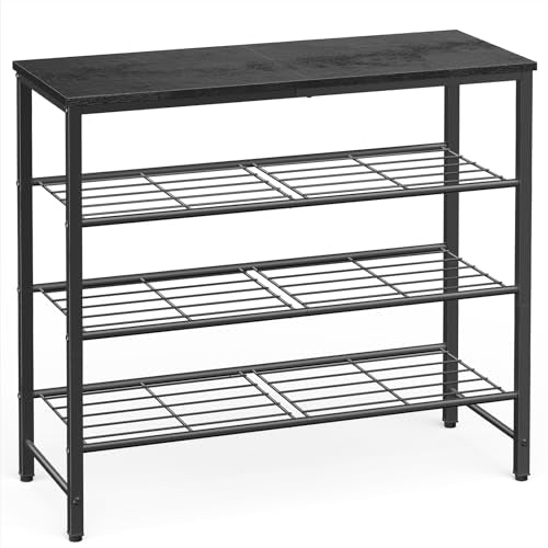 Kitsure Shoe Rack for Closet, Shoe Organizer with Leveling Feet, Sturdy & Rust-Proof Shoe Storage for Entryway, Bedroom, Living Room, 29.5" x 11.4" x 24.8", Black - color: Black, size: 29.5" x 11.4" x 24.8"