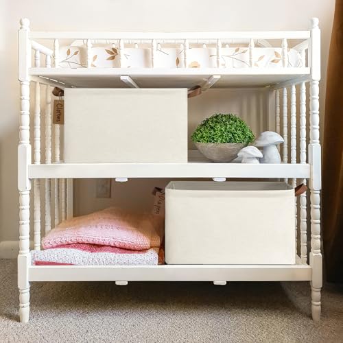 CHICVITA Storage Baskets for Shelves, 19" x 13" x 11" Closet Storage Bins with Handles, Foldable Fabric Bins with Metal Frame, Extra Large Storage Basket for Toys, Blankets, Beige, 2-Pack - color: Beige, size: 19" L x 13" W x 11" H
