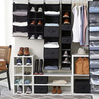 Household Essentials 20-Pocket Closet Shoe File, Durable Polyester Linen Plastic, Holds 10 Pairs of Shoes, Individual Storage, Single Hook System, Black - color: Black