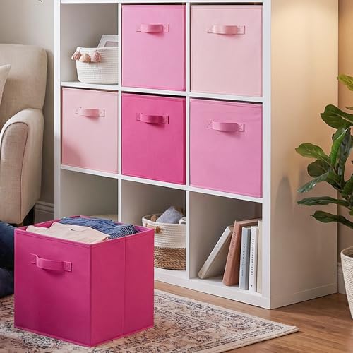 Cupic Cupid 13 Inch Storage Cube, Fabric Cube Storage Bin with Handles, Storage Cube Organizer for Clothes and Toys, Collapsible Cube Bins for Closet, Shelves, Nursery, 6-Pack, Pink Gradient - color: Pink Gradient, size: 13 Inch
