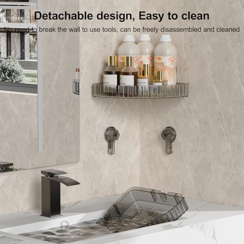 Shower Caddy Suction Cup Bathroom Shower Organizer for Bathroom Storage & Home Decor & Kitchen No Drilling Large Capacity Removable and Reusable Shower Shelves for Inside. (black, corner) - color: Black, size: Corner