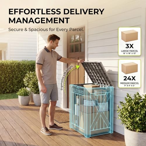 Greesum 52 Gallon Extra Large Deck Box with Lock, Heavy-Duty Resin Outdoor Storage Container, Waterproof Lockable Chest for Patio Furniture, Garden Tools, Pool Equipment, Light Coffee - color: Light Coffee, size: 52 Gallon