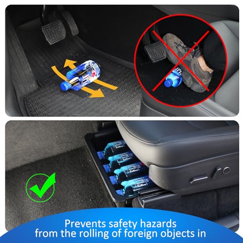 GEEDAR Under Seat Storage Box Organizer for Tesla Model Y (1 pack), Upgraded ABS + TPE Double Layer Hidden Storage Box, Washable Underseat Storage Organizer fit Tesla Model Y Accessories 2021-2024 - size: for 21-24 Model Y Seat
