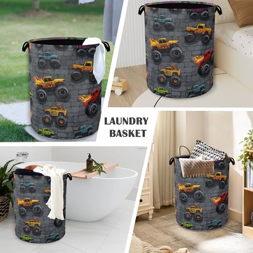 Funny Cars Laundry Basket,Foldable Oxford Cloth Tote Bag Laundry Hamper Clothes Storage Bucket Organizer for Bedroom Laundry Storage Dormitories 16" x 20.8" - color: Funny Cars
