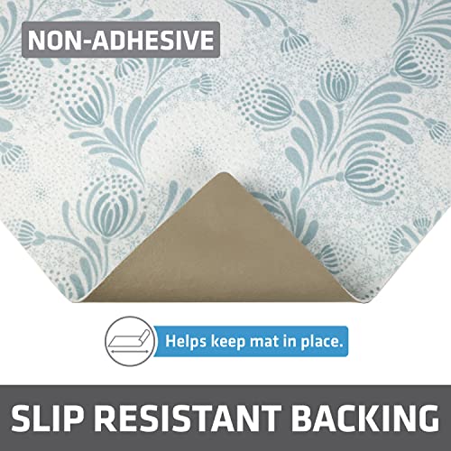Drymate Premium XL Under Sink Mat, Waterproof Cabinet Protection Mats for Kitchen & Bathroom, Absorbent Shelf Liners, Slip-Resistant, Non-Adhesive, Machine Washable (USA Made)(24”x59”)(Light Blue) - color: Light Blue Floral, size: 24"W x 59"L