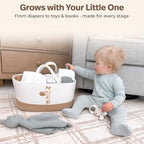 Giraffe Diaper Caddy Organizer for Baby Cotton Rope Nursery Storage Basket 17"x10.5"x7" with Removable Dividers Portable Changing Table Organizer, Car Caddy, Baby Shower Basket