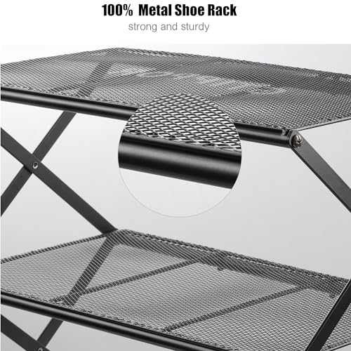 Shoe Rack for Entryway 5 Tier Foldable Shoe Rack Without Assembly Collapsible Metal Shoe Organizer Folding Shoe Storage Rack for Door, Living Room, Black - color: X Shape(black), size: 5 Tier