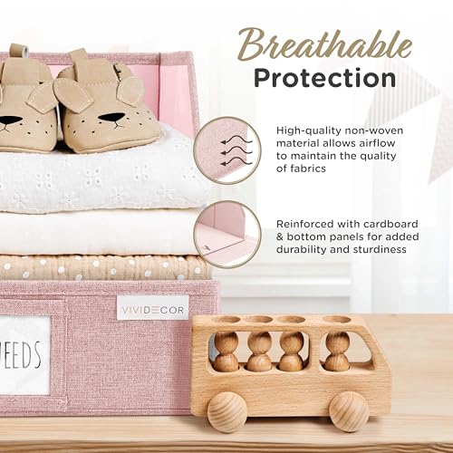 VIVIDECOR Open Front Trapezoid Closet Bins 12x12x10 – Easy Access Shelf Organizer for Clothes, Sweaters, Nursery Storage – Pink, 3 Pack - color: Pink