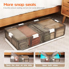 Under Bed Storage Containers with Wheels - Stackable, Foldable Plastic Storage Boxes with Lids for Clothes, Shoes, Blankets - Perfect for Bedroom Organization and Dorms (1 Pack-25.2''x16.5''x7.9'') - size: 1 Pack-25.2''x16.5''x7.9''