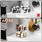 2 Tier Lazy Susan Turntable for Cabinet,Countertop,Pantry,12"W Spinning Seasoning Organizer,Double Rotating Kitchen Spice Rack Organizer and Condiments,Medicine,Vitamin Bottle Organizer Carousels,2Pc - size: 12"W-2Tier-2 Pack