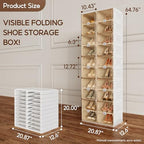 ANTBOX Shoe Organizer Storage Box, Portable Folding Shoe Rack For Closet With Magnetic Clear Door,Large Sneaker Cabinet Bins Sturdy Easy Assembly 10 Layers-20 Grids - size: 10 Layers-20 Grids