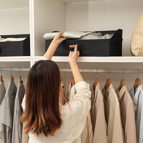 GRANNY SAYS Closet Organizer Bins, Trapezoid Storage Bin, Storage Baskets for Shelves, Collapsible Clothes Organizers and Storage, Fabric Bins for Organization, Black, 3-Pack - color: Black, size: 19¾"L x 11"W x 7¾"H