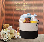 21" x 18"Extra Large storage baskets,Eco-friendly rope baskets with lid,blanket basket living room with lid,hampers for bedroom,big,round, Black 115L - color: White & Black