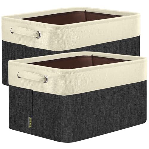BALEINE 2 Pack Fabric Closet Storage Bins for Shelves, Linen Closet Organizers and Storage, Decorative Baskets for Organizing, Shelf, Clothes, Home, Office (Black, 12"x8"x8") - color: Black, size: 2PCS/Small-12x8x8
