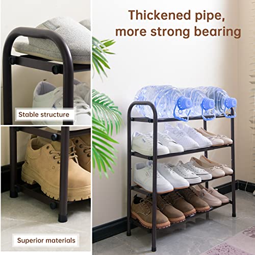Gonfoam 4-Tier Expandable Shoe Rack,Adjustable Shoe Shelf Storage Organizer Heavy Duty Metal Free Standing Shoe Rack for Entryway Closet Doorway (Bronze) - color: Bronze, size: 4 Tier