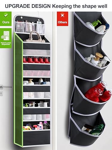 Over the Door Organizer Storage - 5 Tier Hanging Storage shelves Door Organizer with Pockets, Anti Tilt 44 lb Load Behind Door Organizer for Bedroom,Nursery,Bathroom,Kitchen,Dorm,Shoe - 1 Pack, Black - color: Black, size: 1 pack