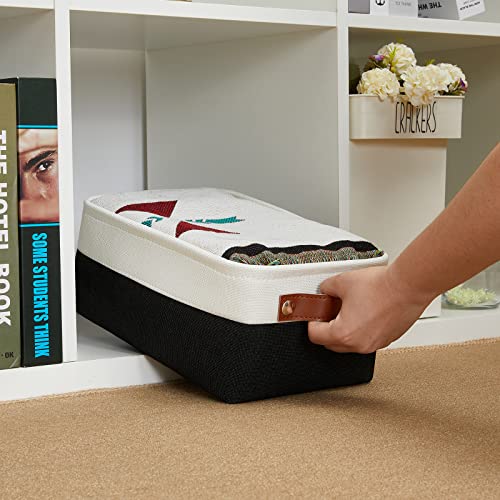 DULLEMELO Small Storage Bin, Collapsible Rectangular Fabric Basket for Organizing, Shelves, Closets, Nursery, Home, Office, Empty Gift Basket (White&Black) - color: White&Black, size: Small-11.8"x7.9"x5.1"